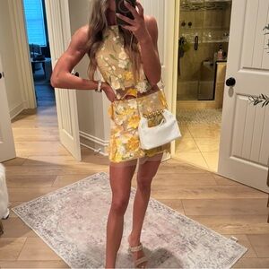 Vici Yellow and White Floral Mini Skirt